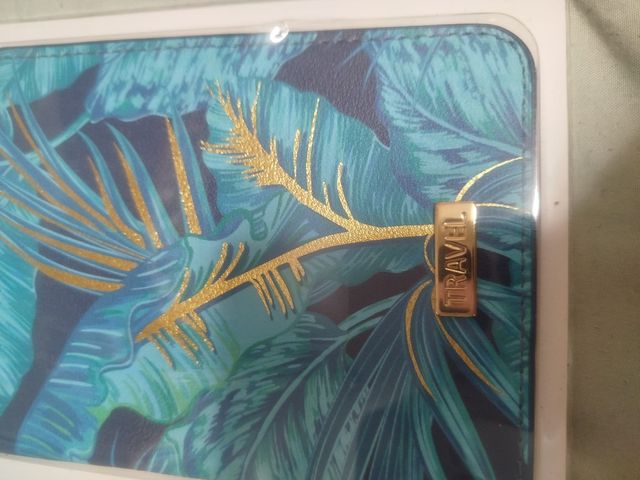 Funda Pasaporte Tropical Azul y Dorado