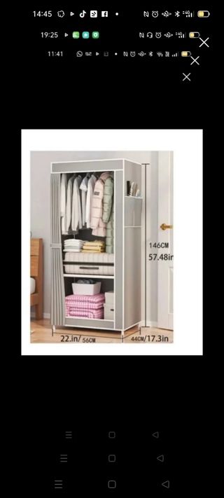 Armadio in tessuto grigio e bianco