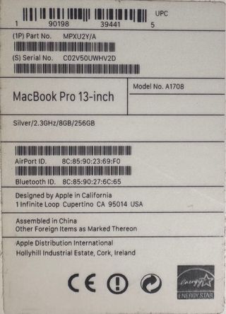 MacBook Pro 13 Plata, solo caja