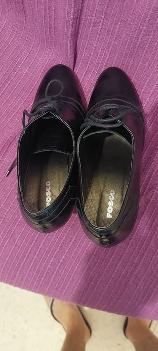 Zapatos Fosco Negros Tacón Mujer Talla 38