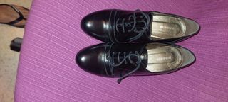 Zapatos Fosco Negros Tacón Mujer Talla 38