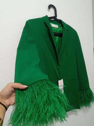 Blazer Zara Verde Mangas Pluma