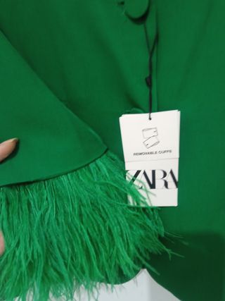 Blazer Zara Verde Mangas Pluma