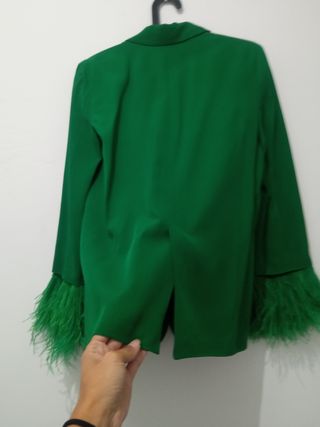 Blazer Zara Verde Mangas Pluma