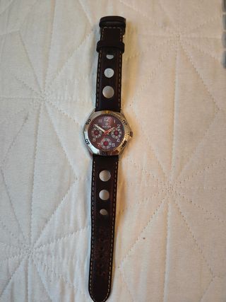 Reloj Racer Unisex Marrón y Plateado