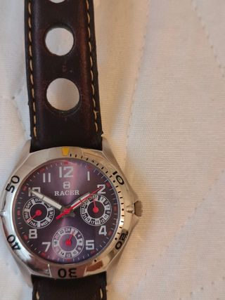 Reloj Racer Unisex Marrón y Plateado