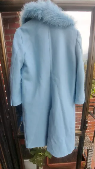 Abrigo Zara Mujer L oversized azul lana
