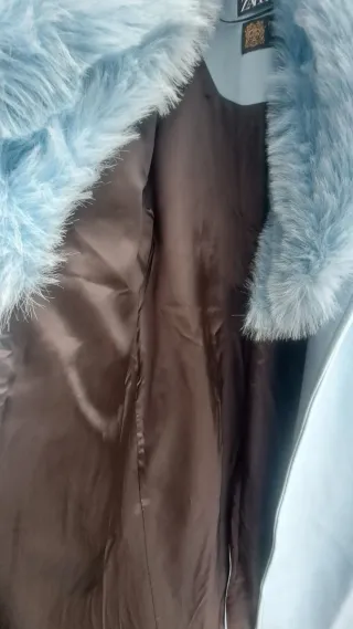 Abrigo Zara Mujer L oversized azul lana
