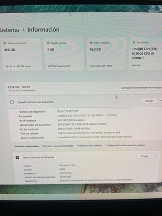 HP Z2 G4 SFF 16GB RAM 500GB HDD nVidia P620 2GB