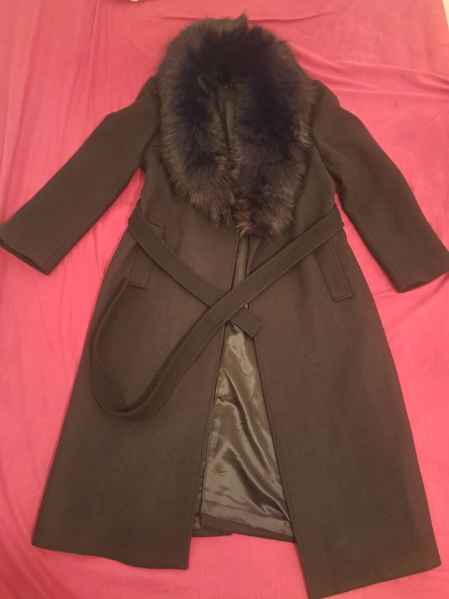 Abrigo Zara Lana Negro Talla XL