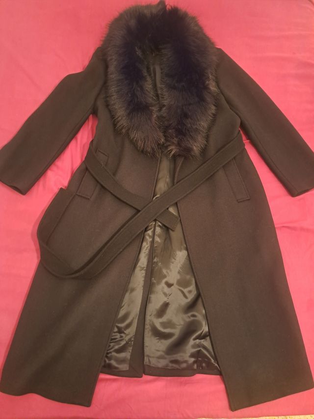 Abrigo Zara Lana Negro Talla XL