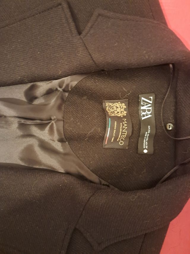 Abrigo Zara Lana Negro Talla XL