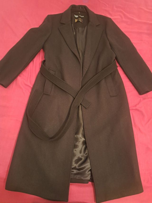Abrigo Zara Lana Negro Talla XL