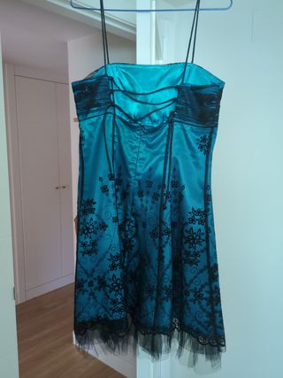 Vestido de fiesta azul y negro talla 40