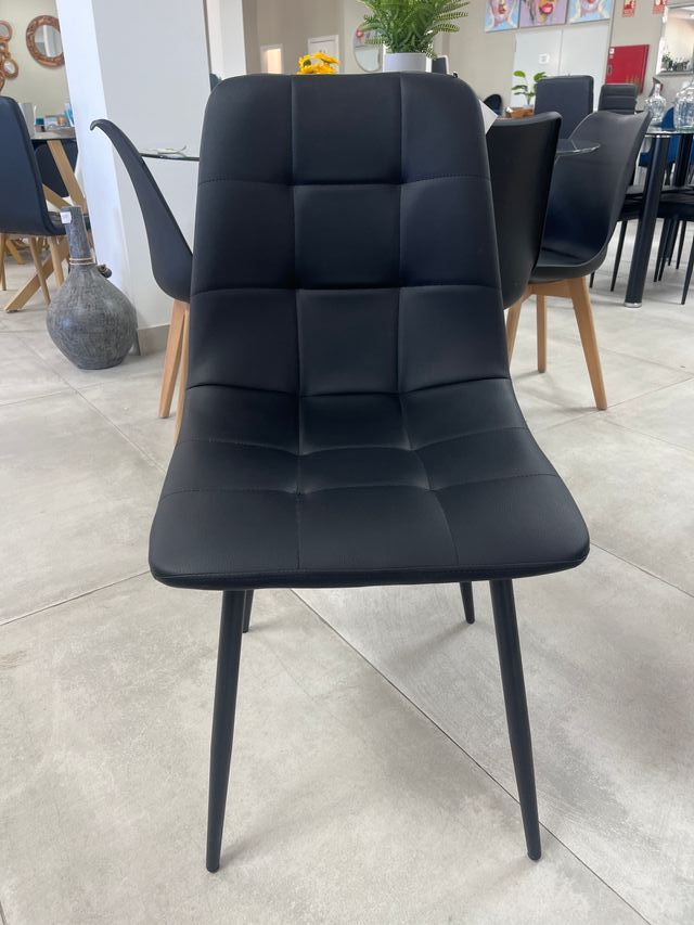 Sedie in ecopelle bianca e nera, confezione da 4