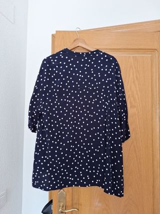 Camisa lunares azul Zara Talla L