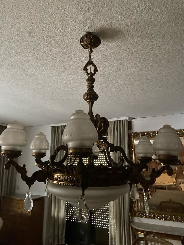 Lámpara de Bronce y Cristal