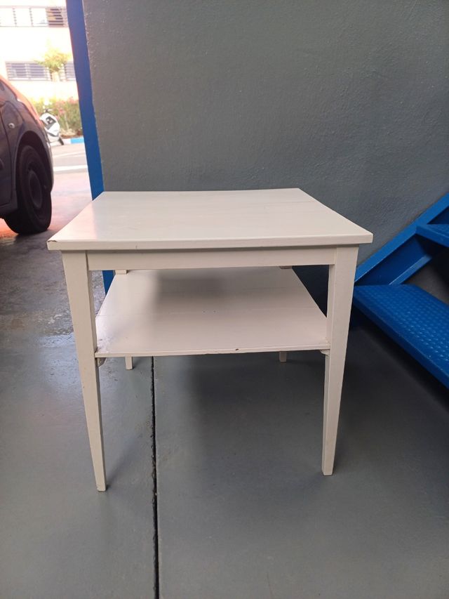 Mesa auxiliar blanca madera 50x50x50