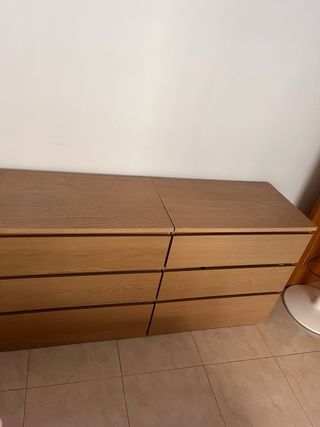 Cómoda de madera con 6 cajones