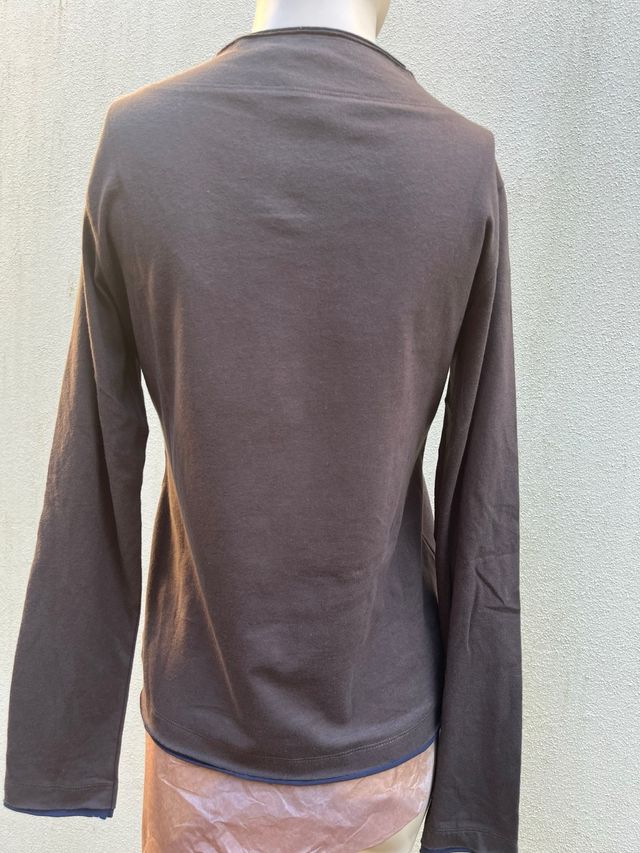 T-shirt manga comprida castanha