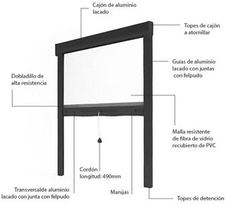 Mosquitera enrollable aluminio negro recortable