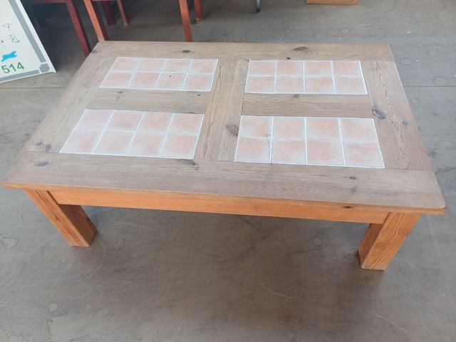 Mesa de centro madera y cerámica 120x78x40