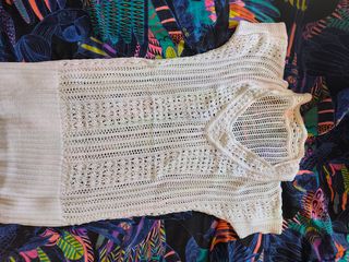 Jersey blanco de punto calado
