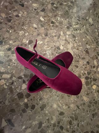 Manoletinas Fucsia Terciopelo y Piel