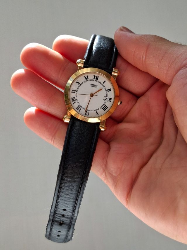 Reloj Seiko Quartz Antiguo Correa Negra
