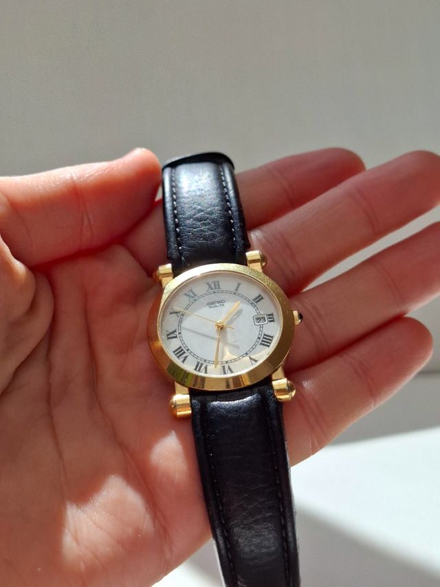 Reloj Seiko Quartz Antiguo Correa Negra