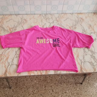 Camiseta niña rosa Awesome Girl
