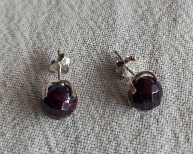 Pendientes Plata Cierre Presión Granate