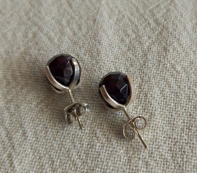 Pendientes Plata Cierre Presión Granate
