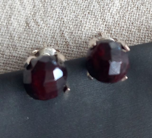 Pendientes Plata Cierre Presión Granate