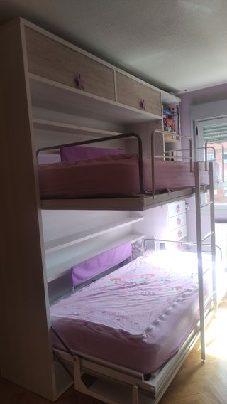 Litera abatible juvenil madera y metal