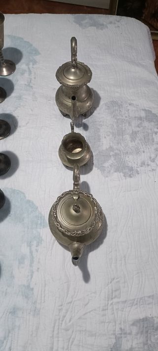 Juego de té/café de alpaca antiguo
