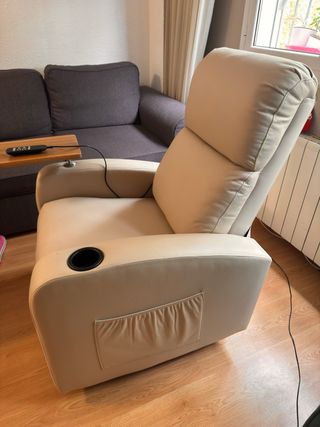 Sillón relax reclinable beige con mando