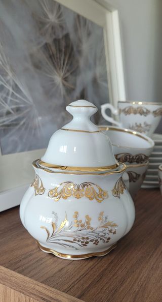 Juego de café porcelana con oro