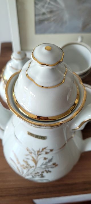 Juego de café porcelana con oro