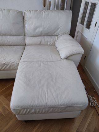 Sofá Chaise Lounge Cuero Blanco