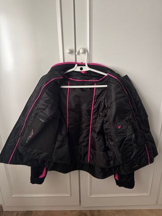 Chaqueta Moto Mujer Negra y Rosa