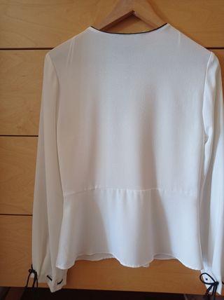 Blusa Zara Blanca Manga Larga