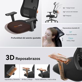 Silla de escritorio Newtral ajustable. Hasta 136kg