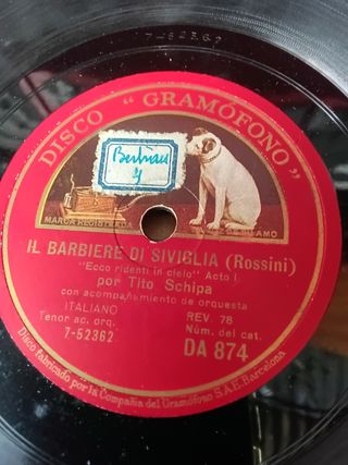 5 Discos Gramófono arias opera, Barbiere, Tosca ..