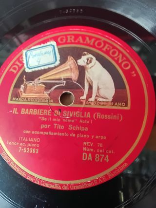 5 Discos Gramófono arias opera, Barbiere, Tosca ..