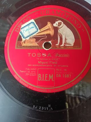 5 Discos Gramófono arias opera, Barbiere, Tosca ..
