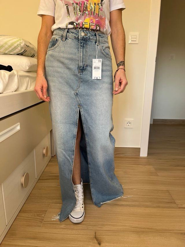 Falda vaquera larga Mango