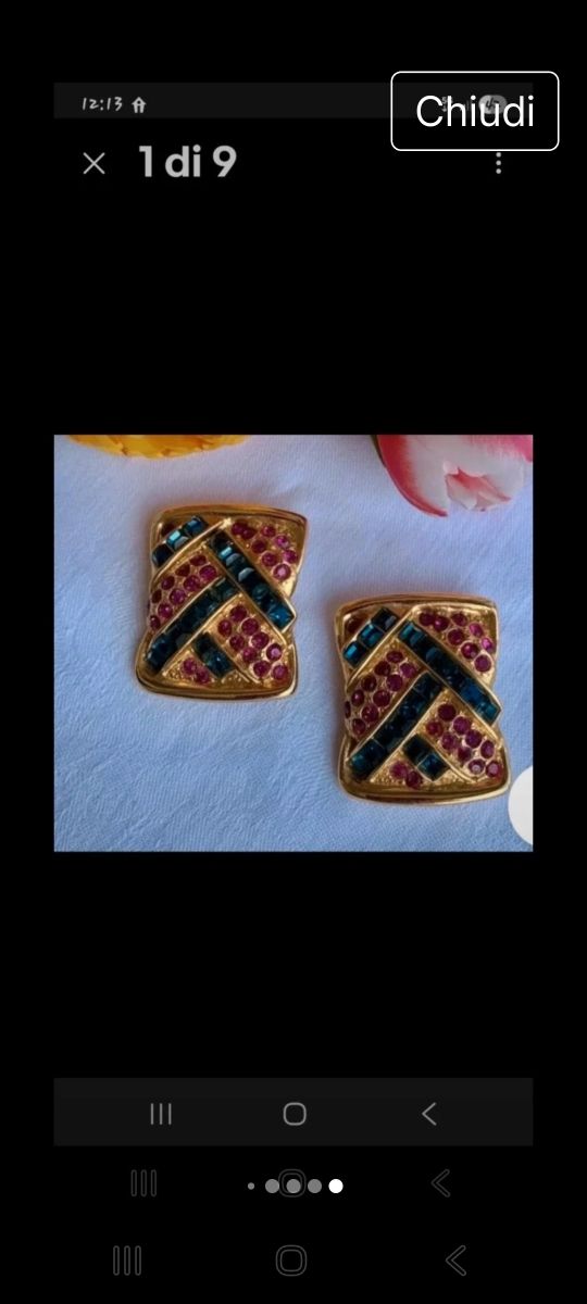 Orecchini clip YSL vintage oro e rosa