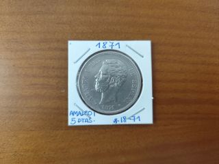 Moneda Amadeo I, 5 Pesetas plata 1871
