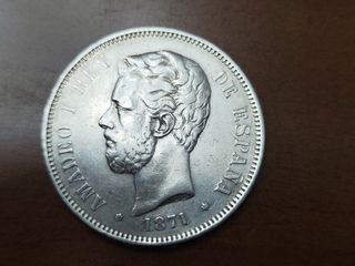 Moneda Amadeo I, 5 Pesetas plata 1871